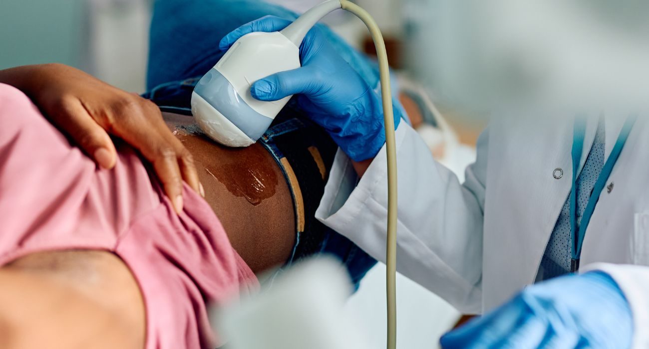 Doctor presenting a model of the female reproductive system
