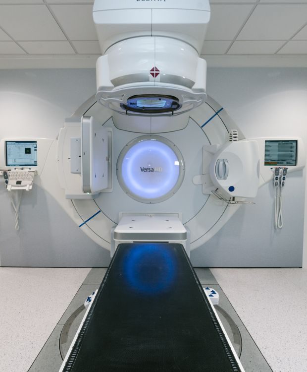 Radiotherapy machine in a treatment room