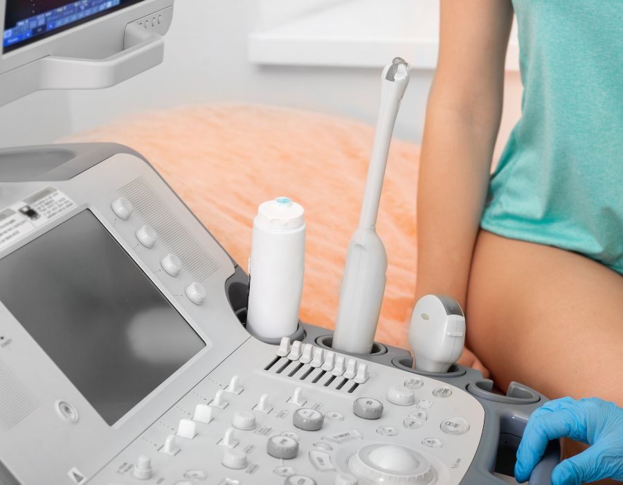 Ultrasound scanner and probe in an examination room